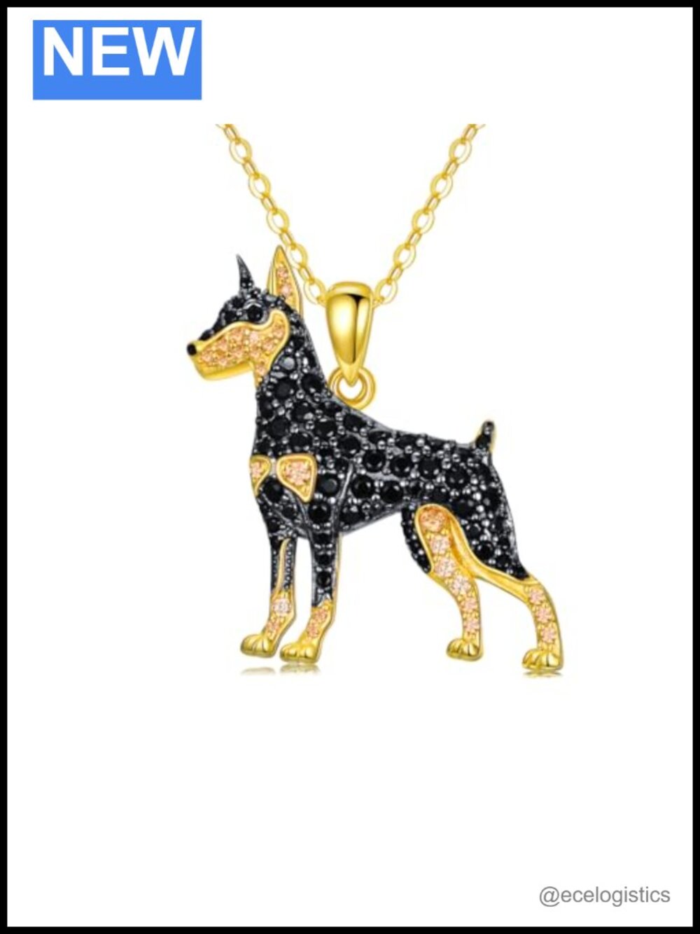 S925 Sterling Silver Dog Pendant Necklace - Dobermann